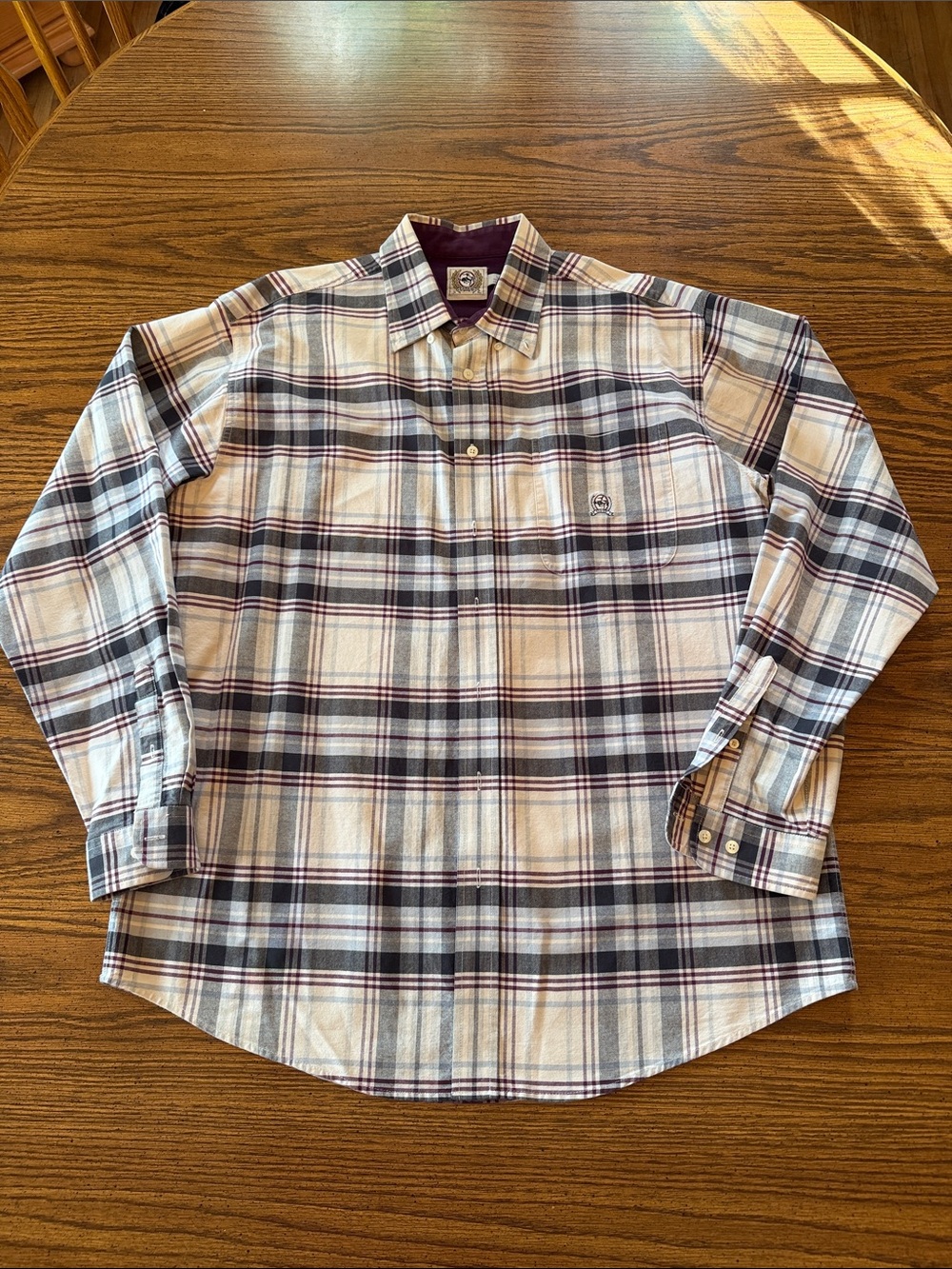 Cinch Men's Plaid Button-Down Shirt in Cream, Blue and Burgundy